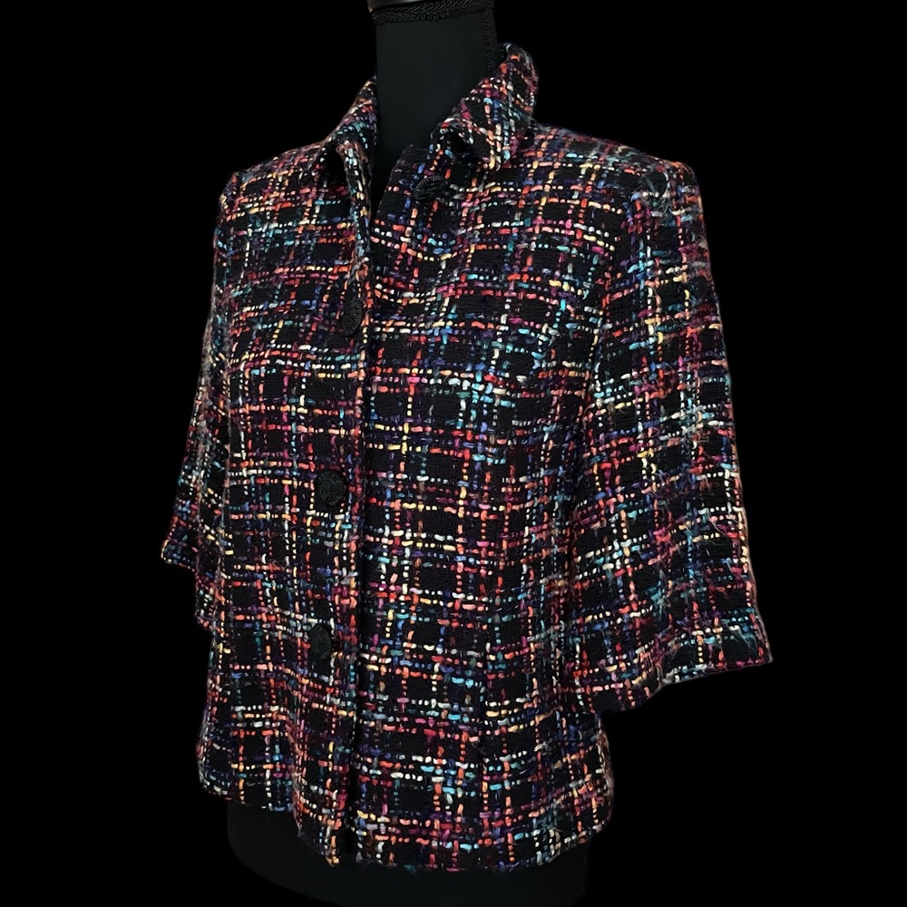 Coldwater Creek Multi Colored Elbow Sleeve Jacket
